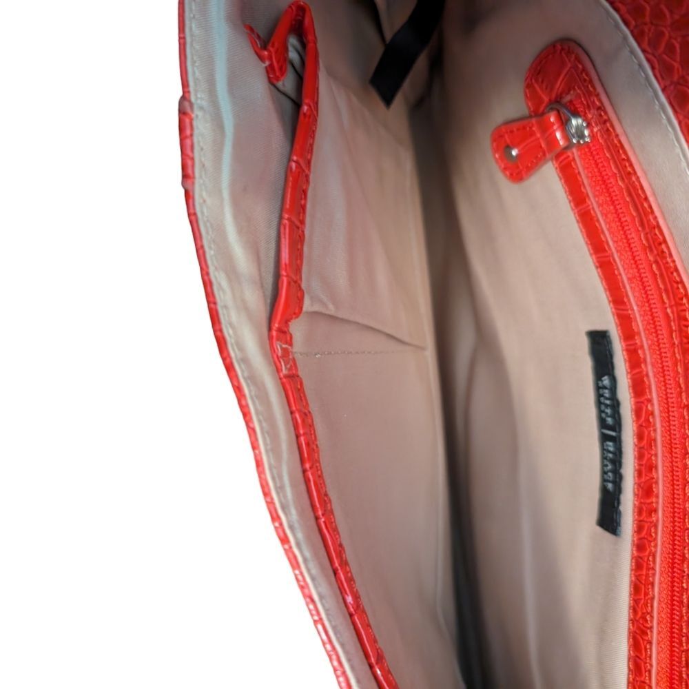 White House Black Market bag purse red envelope faux alligator skin chain‎ - Picture 5 of 7